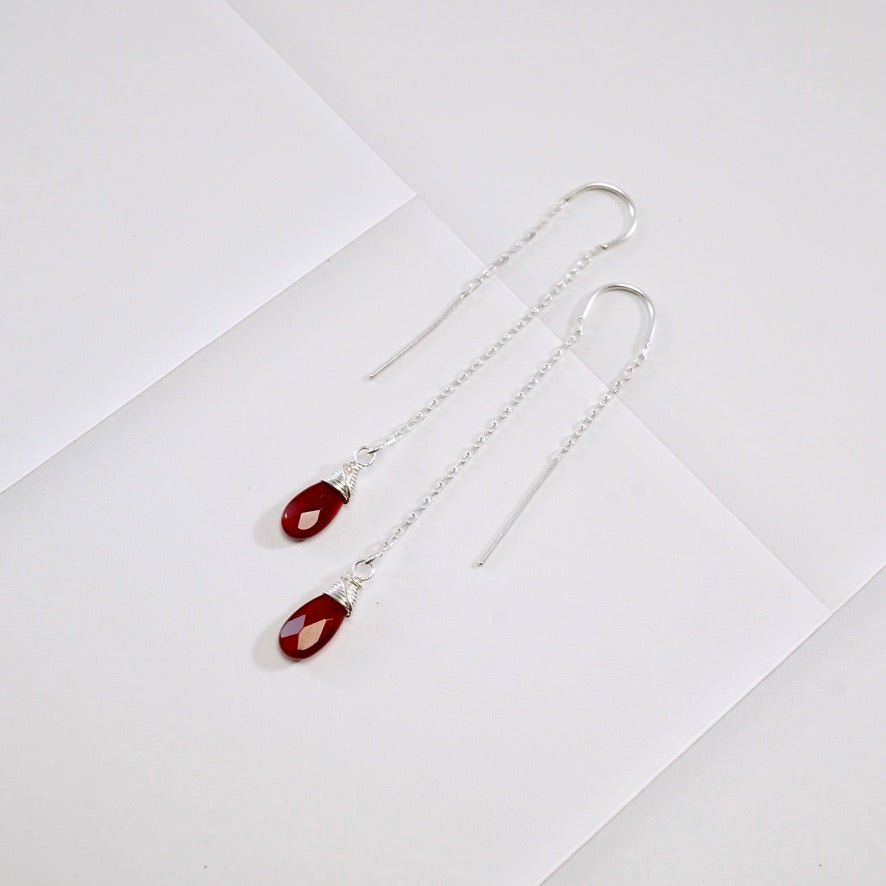 Carnelian U-Threader Drop Earrings