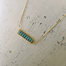 Load image into Gallery viewer, TN Natural Turquoise Long Bar Necklace (Gold-filled)