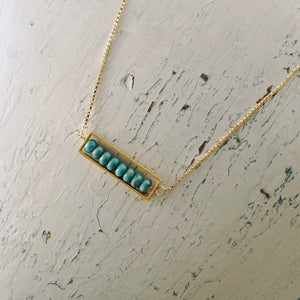 TN Natural Turquoise Long Bar Necklace (Gold-filled)