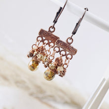 Load image into Gallery viewer, TN Strawberry Quartz &amp; Citrine Petite Chandelier Earrings (Copper)