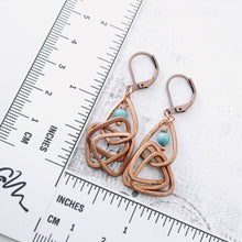 Load image into Gallery viewer, TN Interlocking Triangle Turquoise Hoop Earrings (Copper)