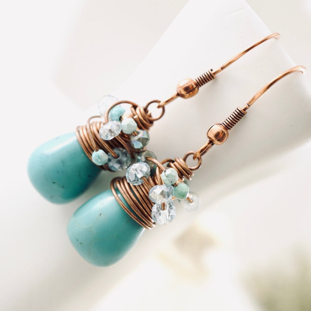 TN Turquoise Wrap Drop Earrings (Copper)