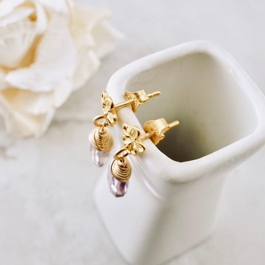 Natural Ametrine Flower Post Earrings
