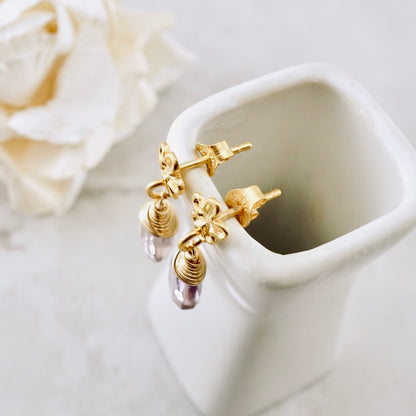 Natural Ametrine Flower Post Earrings