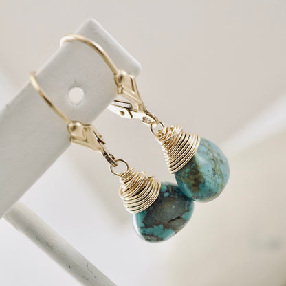 Natural Turquoise Petite Drop Earrings