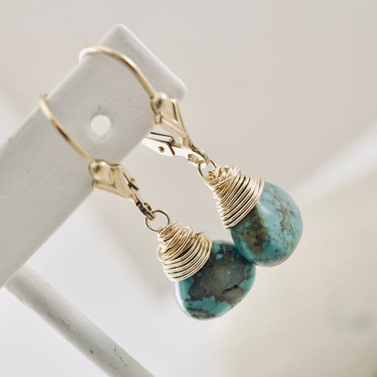 Natural Turquoise Petite Drop Earrings