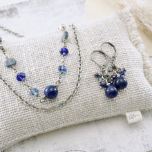 Load image into Gallery viewer, TN Blue Lapis &amp; Crystal Earrings (Silver)