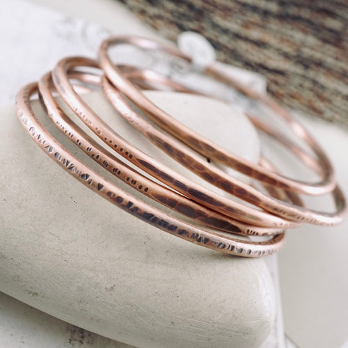 Stackable - Thick Forged Bangle Bracelet (Copper)