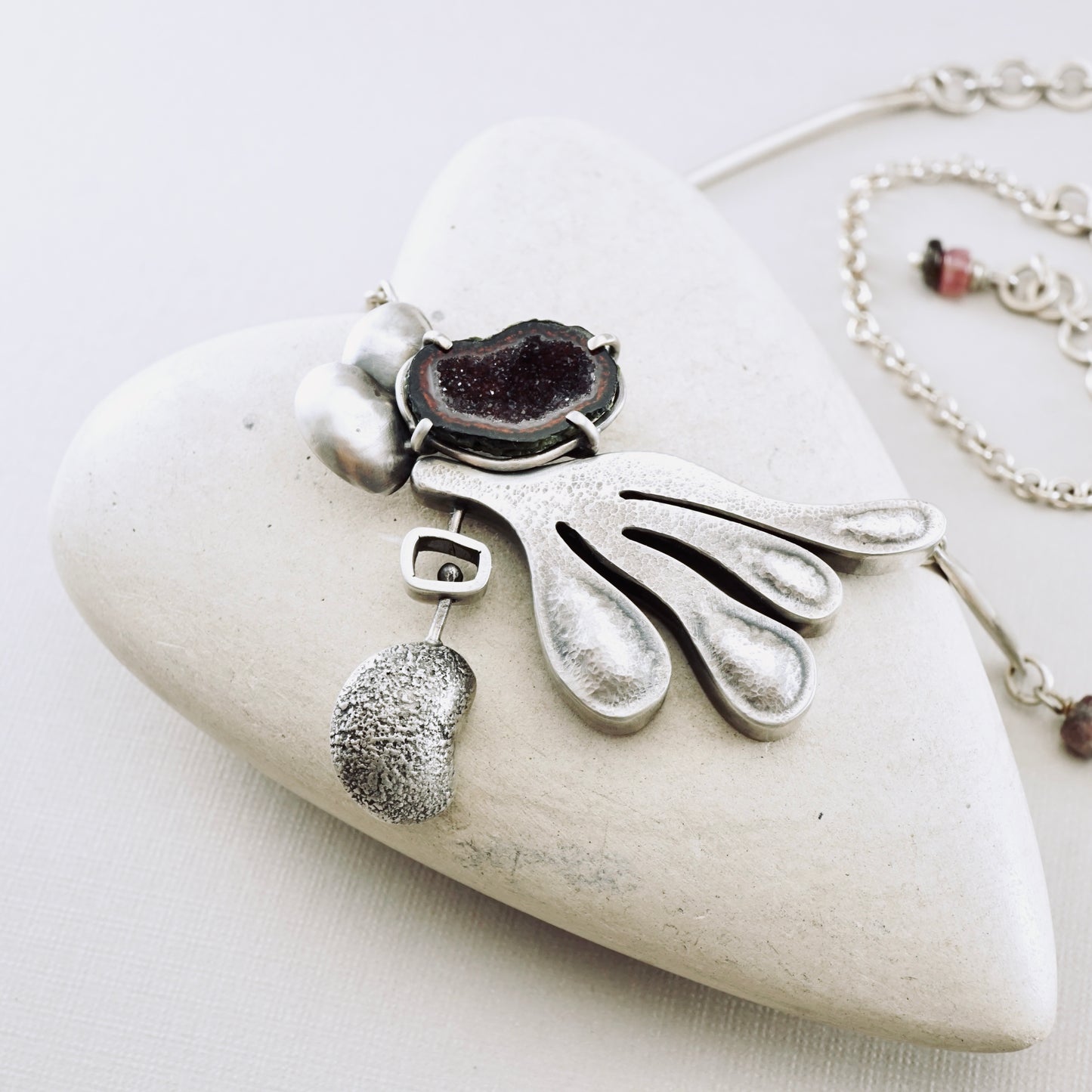 Baby Tobasco Geode & Tourmaline Necklace