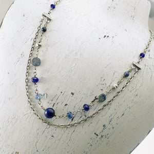 TN Double Strand Lapis & Kyanite Necklace (Silver)