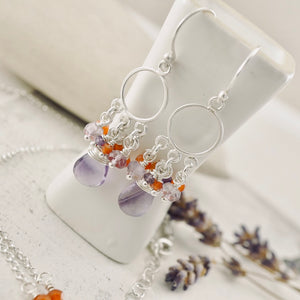 TN Lavender & Orange Chandelier Earrings (SS)