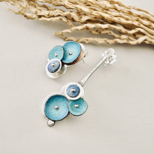 RH - Ocean Blue Asymmetrical Earrings (SS posts) CUSTOM ORDER