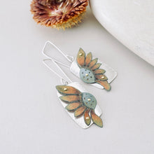 Load image into Gallery viewer, RH - Wildflower Tapered Square Earrings (Pumpkin &amp; Sage)