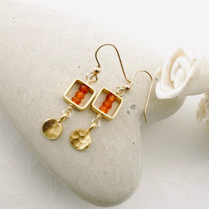 TN Carnelian Agate Petite Bar Earrings (Gold-filled)