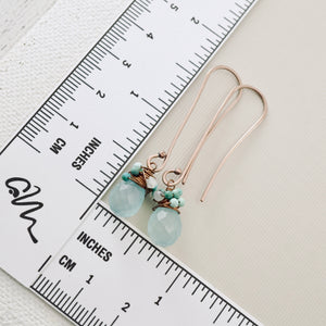TN Chalcedony Drop Turquoise/Aqua Wrap Earrings (Copper)