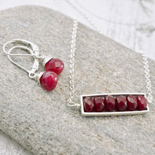 Load image into Gallery viewer, TN Ruby Quartz Long Bar Necklace (Sterling Silver)