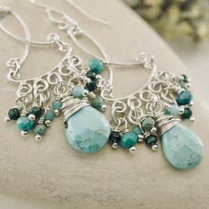 TN Natural Turquoise Cocktail Chandelier Earrings (SS)