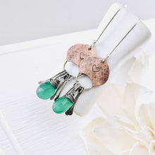 Load image into Gallery viewer, Green Onyx Crescent Earrings