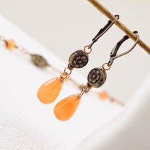 Load image into Gallery viewer, TN Carnelian Flower Earrings (Copper)