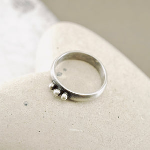 Stackable - Half Round 3 Bead Ring (Sterling - 6.5)