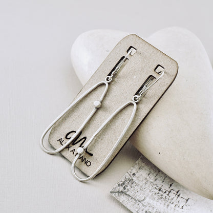 Offset Dot Elongated Loop Earrings