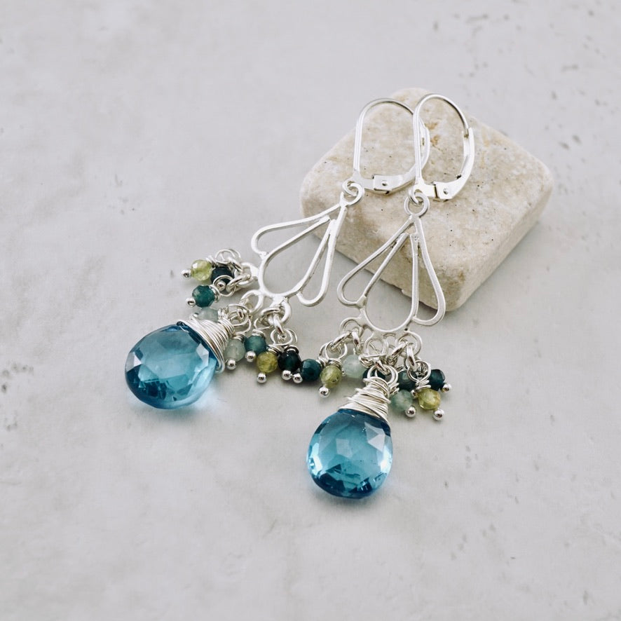 Swiss Blue Topaz Chandelier Earrings