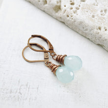 Load image into Gallery viewer, TN Petite Chalcedony Drop Earrings (Copper)