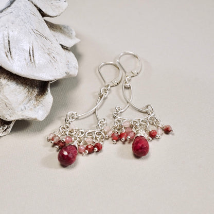 Ruby Blush Bouquet Chandelier Earrings