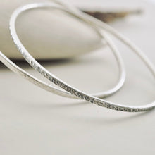Load image into Gallery viewer, Stackable - Thin Flat Textured Bangle Bracelet (Sterling)
