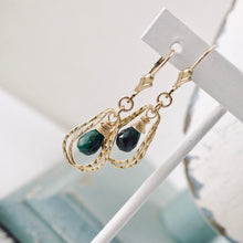 Load image into Gallery viewer, TN Petite Emerald Double Hoop Earrings (Gold-filled)