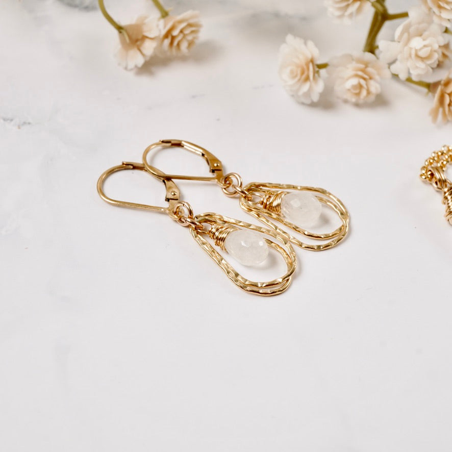 Double Hoop Petite Moonstone Earrings