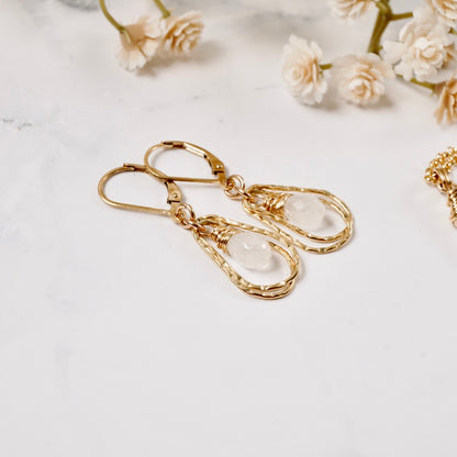 Double Hoop Petite Moonstone Earrings