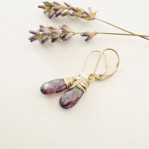 TN Purple Kyanite Long Drop Earrings (GF)