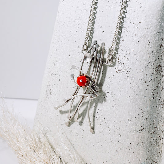 Whimsical Trellis Coral Necklace