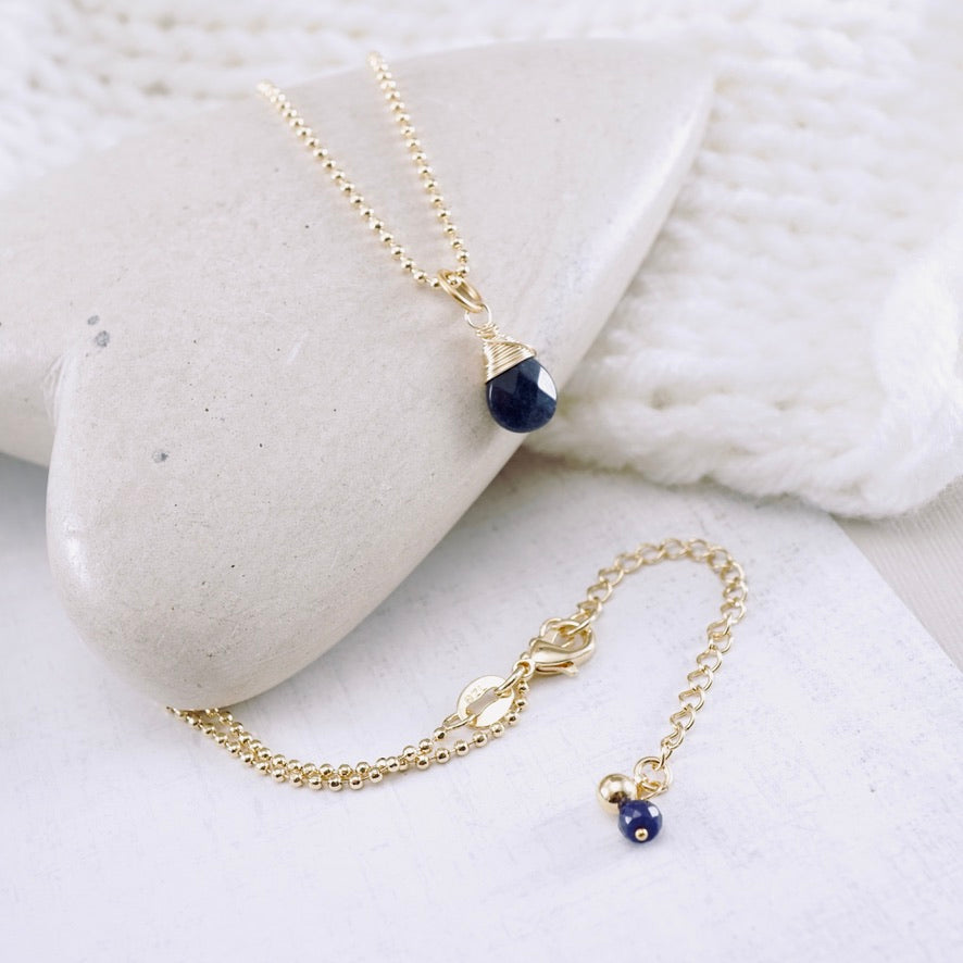 TN Petite Blue Sapphire Pendant (Gold-filled)