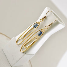 Load image into Gallery viewer, TN Elongated Double Hoops Blue Kyanite Earrings (Gold-filled)