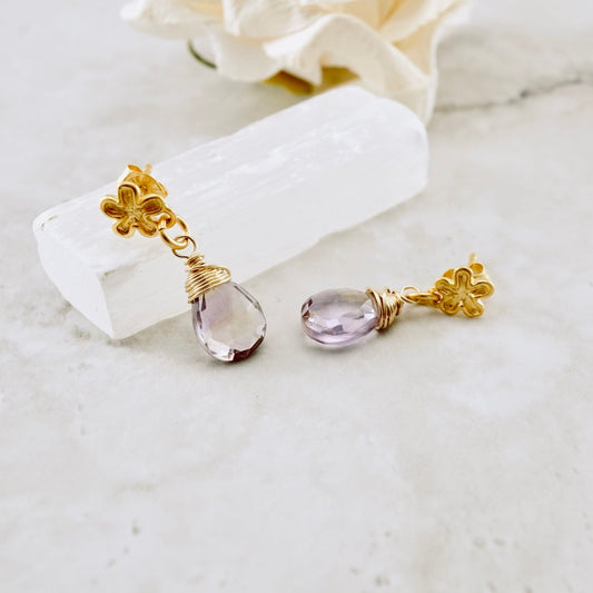 Natural Ametrine Flower Post Earrings