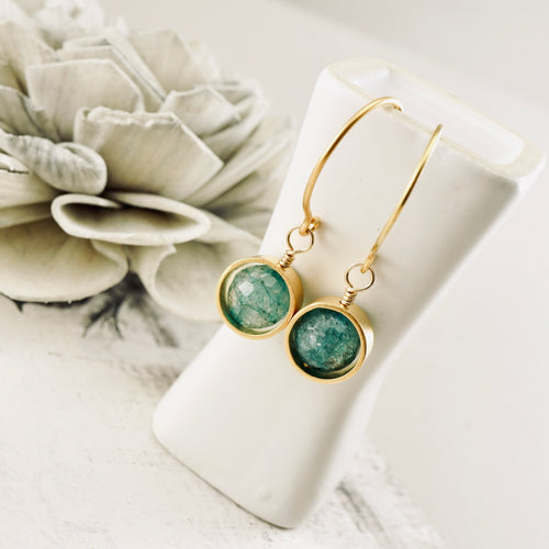 TN Aqua Quartz Orbit Earrings (Gold Vermeil)
