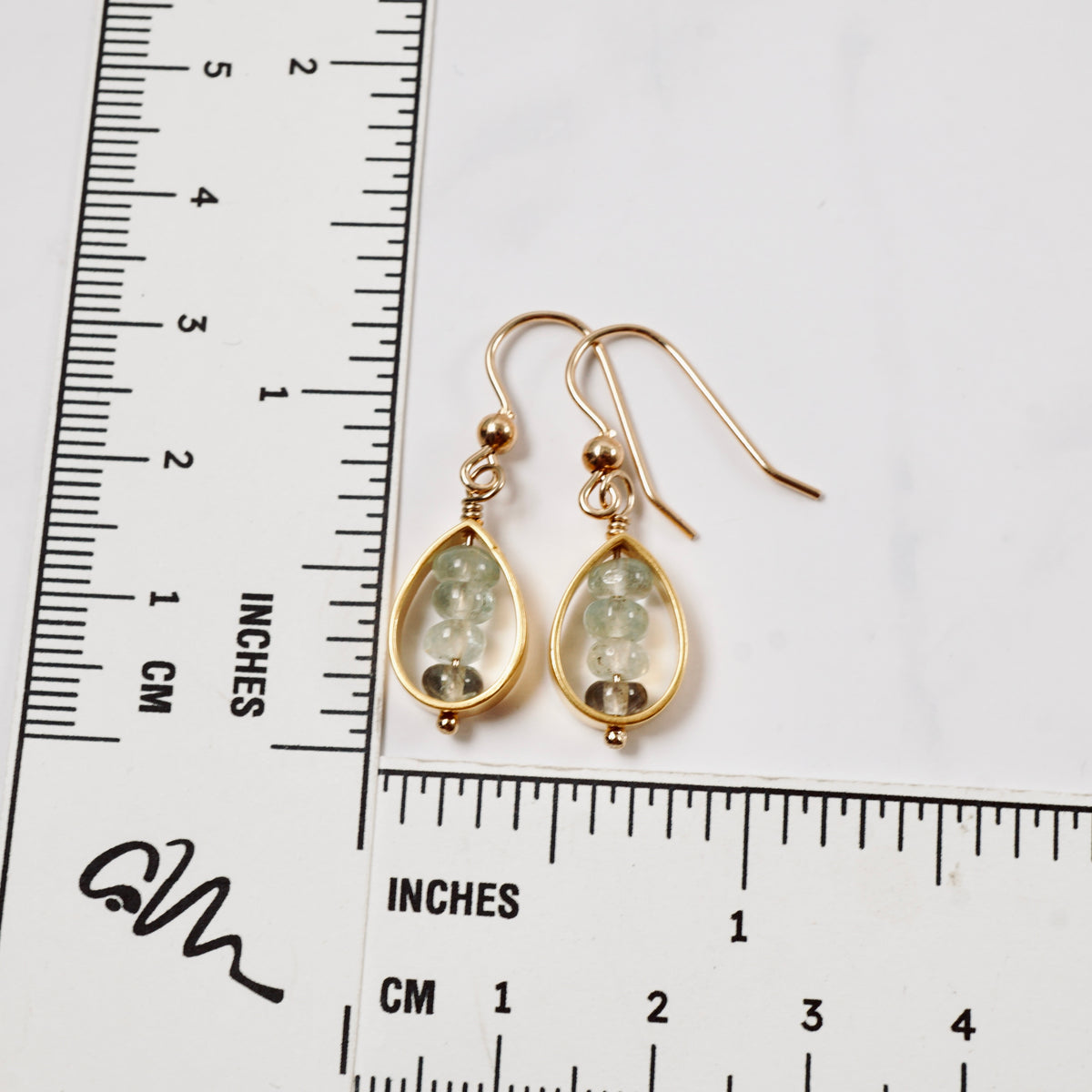 Aquamarine Teardrop Frame Earrings