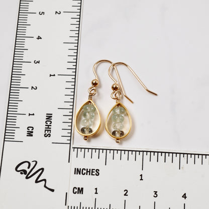 Aquamarine Teardrop Frame Earrings