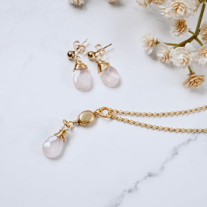 Petite Rose Quartz Drop Post Earrings