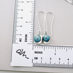 RH - Retro Petite Square Long Earrings (Silver & Turquoise)