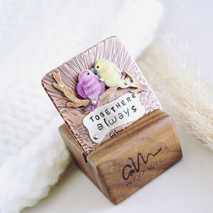 RH - ALWAYS TOGETHER Brooch with Walnut Stand