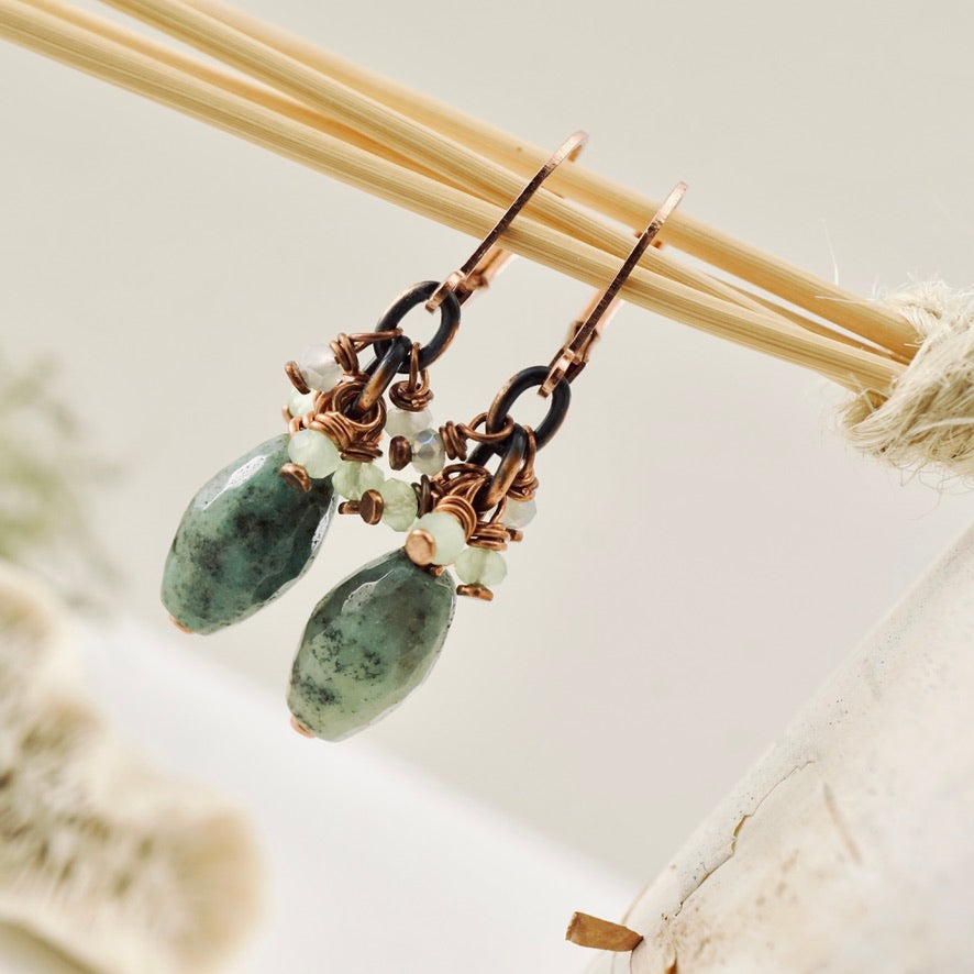 TN Grass Jasper Earrings (Copper)