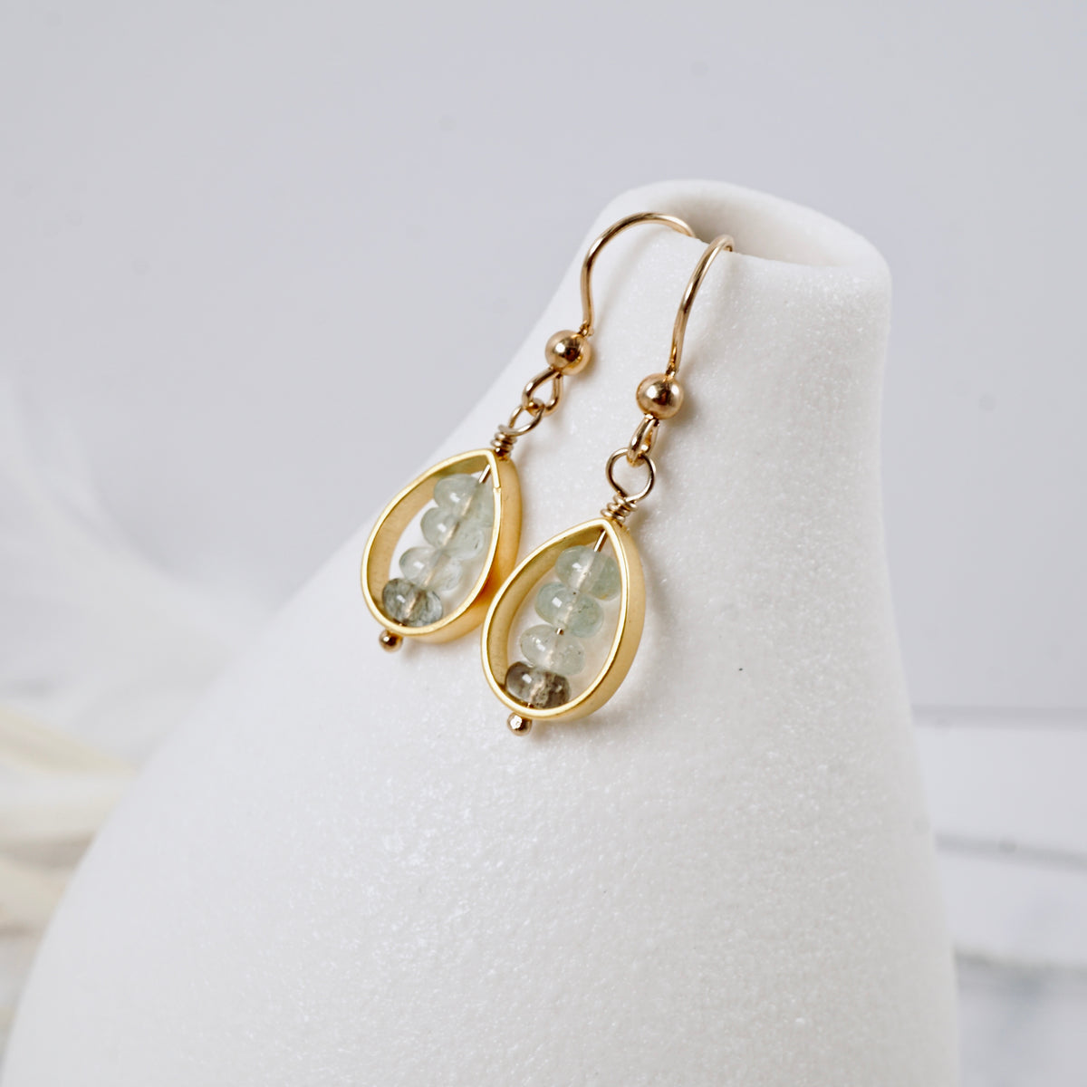 Aquamarine Teardrop Frame Earrings