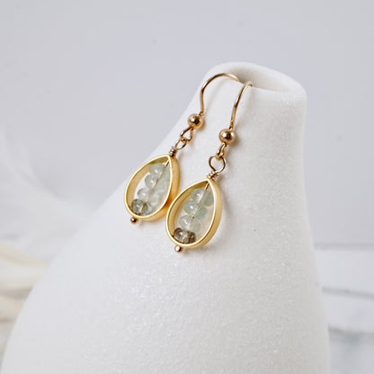 Aquamarine Teardrop Frame Earrings