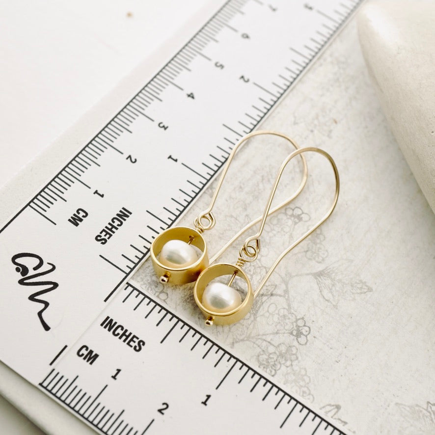 Natural White Half-Round Pearl Earrings