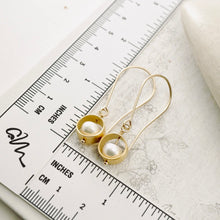 Load image into Gallery viewer, TN Natural White Half-Round Pearl Earrings (Gold-filled)