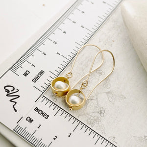 TN Natural White Half-Round Pearl Earrings (Gold-filled)