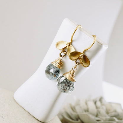 Moss Aquamarine Ladybug Earrings
